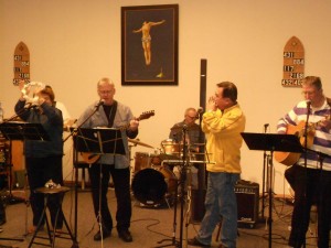 Periodically the praise band of United Methodist Church, Branford brings modern music to our worship